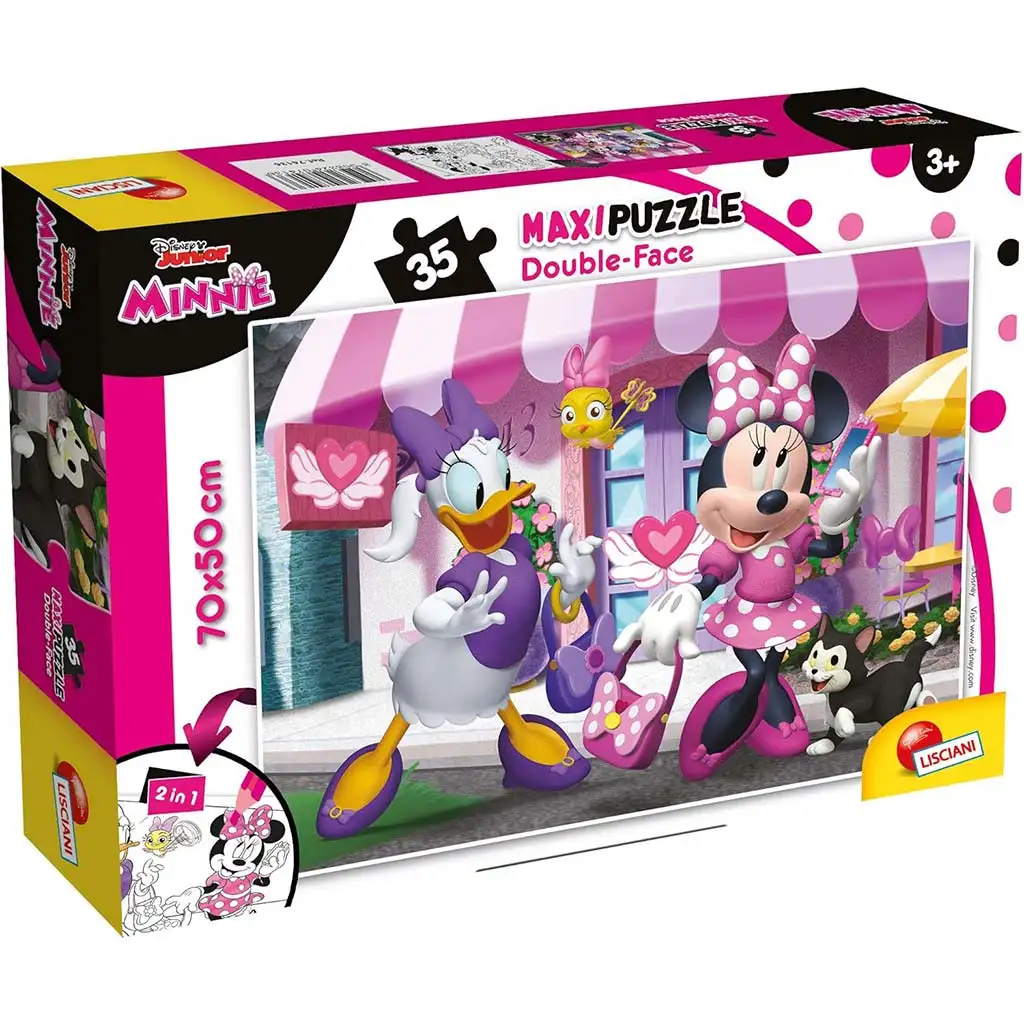 imagen de Minnie Mouse 2 en 1 35 piezas maxi puzzle y colorear 70x50cm - Lisciani 1