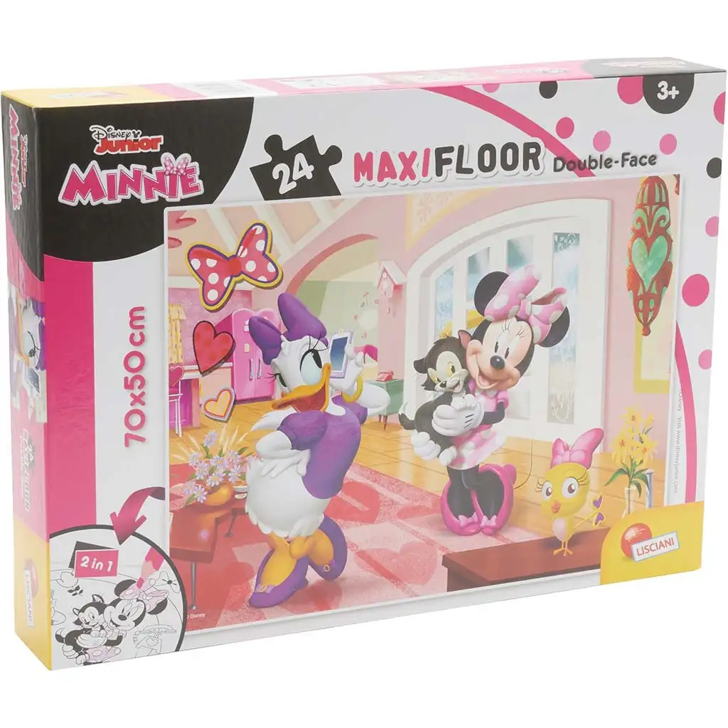 imagen de Minnie Mouse 2 en 1 maxi rompecabezas y colorear 24 piezas 70x50cm - Lisciani 1