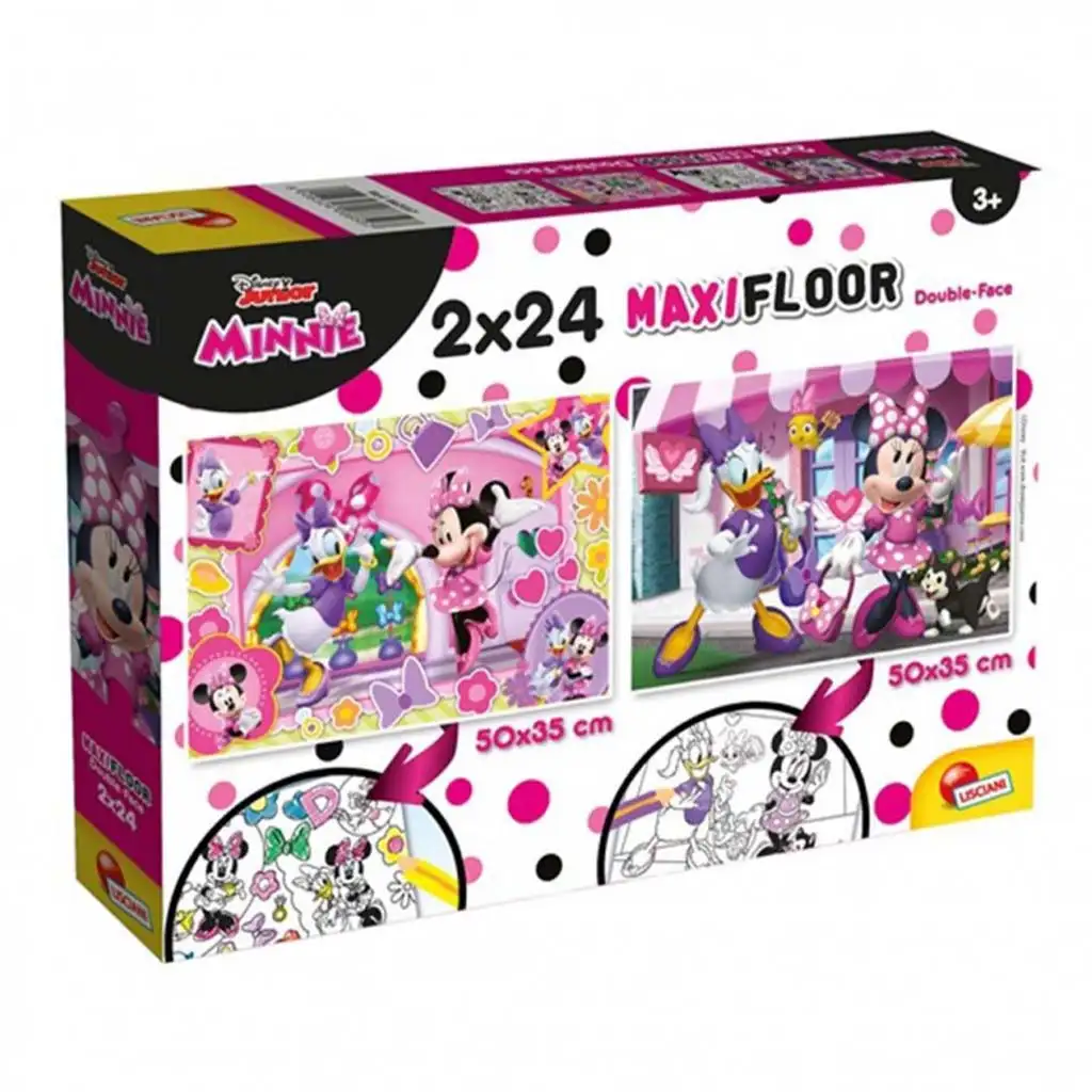 imagen de Minnie Mouse 2 en 1 maxi rompecabezas y libro para colorear 50x35cm - Lisciani 1