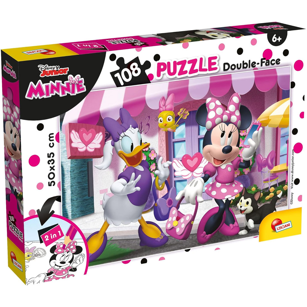 imagen de Minnie Mouse 2 en 1 puzzle de 108 piezas y libro para colorear 50x35cm - Lisciani 1