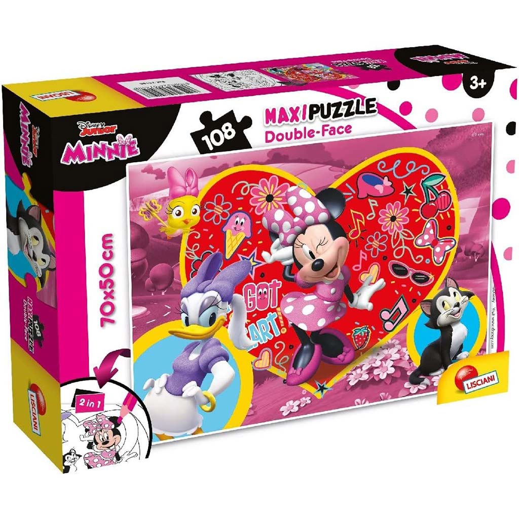 imagen de Minnie Mouse 2 en 1 puzzle y colorear 108 piezas 70x50cm - Lisciani 1