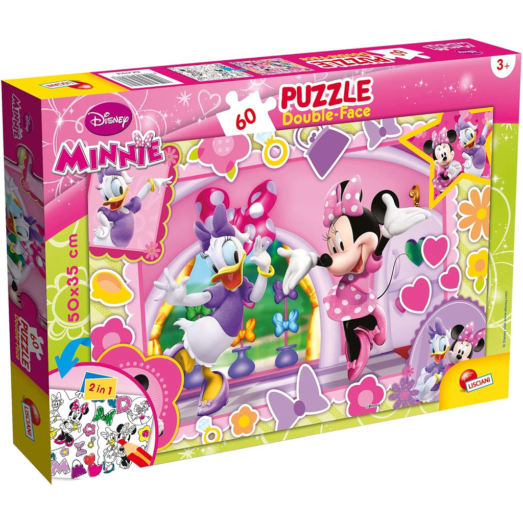 imagen de Minnie Mouse 2 en 1 puzzle y libro para colorear de 60 piezas 50x35cm - Lisciani 1