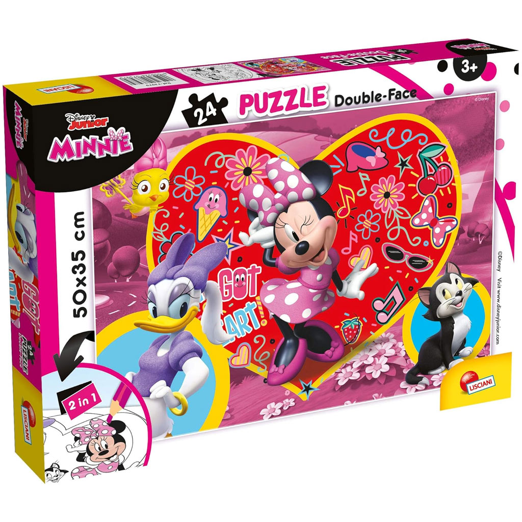 imagen de Minnie Mouse 2 en 1 rompecabezas y libro para colorear de 24 piezas 50x35cm - Lisciani 1