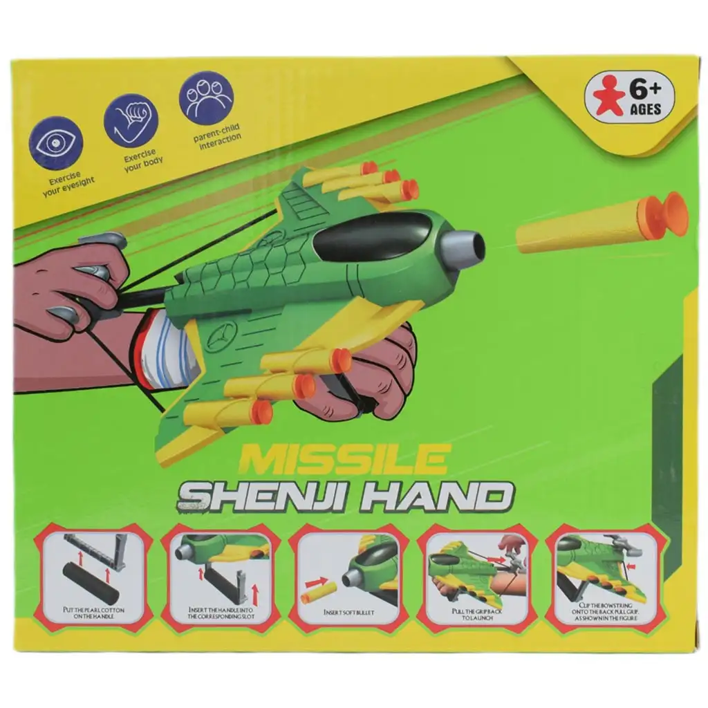 imagen de Missile Hand: Arma lanzadora de esponja en forma de avión con proyectiles y objetivos 23cm 6