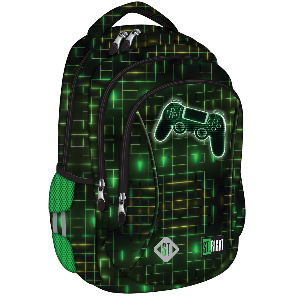 imagen de Mochila escolar con diseño de controlador gamer St.Right Neon, mochila BP26 39x27x17cm 1