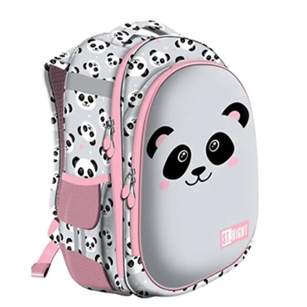 imagen de Mochila escolar de dos compartimentos St.Right Panda Gris 39x29x17cm 1