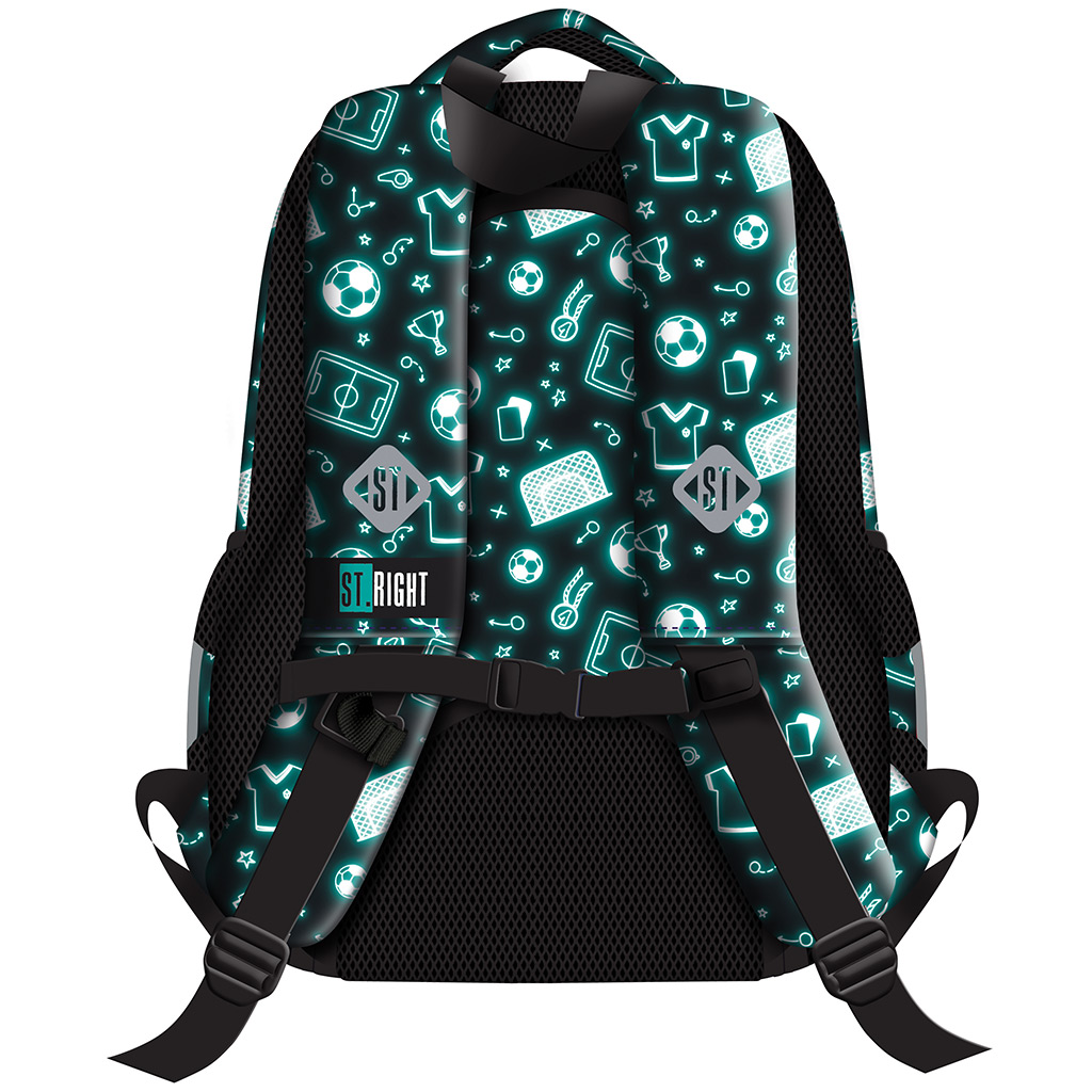 imagen de Mochila escolar de fútbol St.Right Neon BP26 39x27x17cm 2