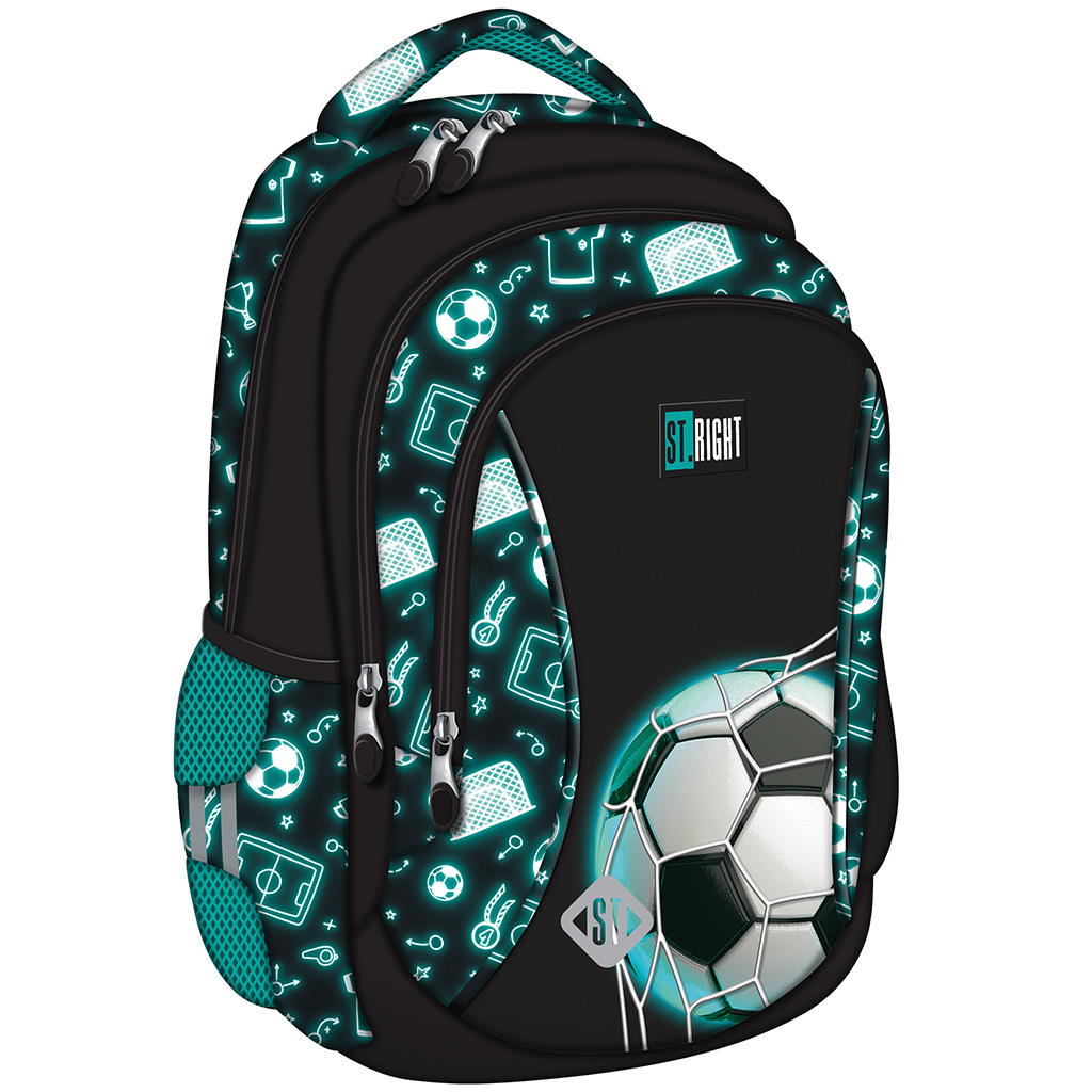 imagen de Mochila escolar de fútbol St.Right Neon BP26 39x27x17cm 1