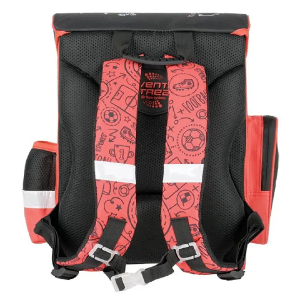 imagen de Mochila escolar ergonómica de fútbol negra-roja, mochila 36x27x14cm - Bambino 3