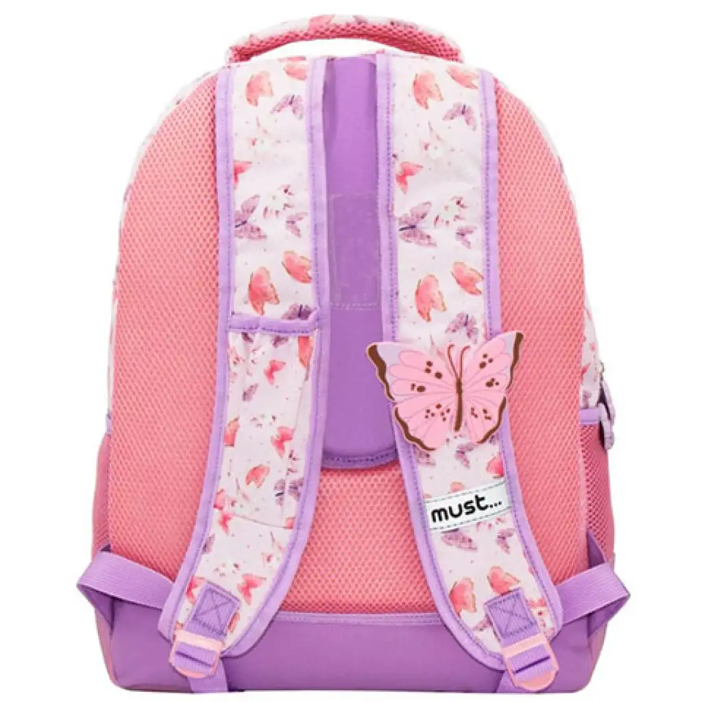 imagen de Mochila escolar Must Mariposa 3 compartimentos 3D, mochila 32x18x43cm 2