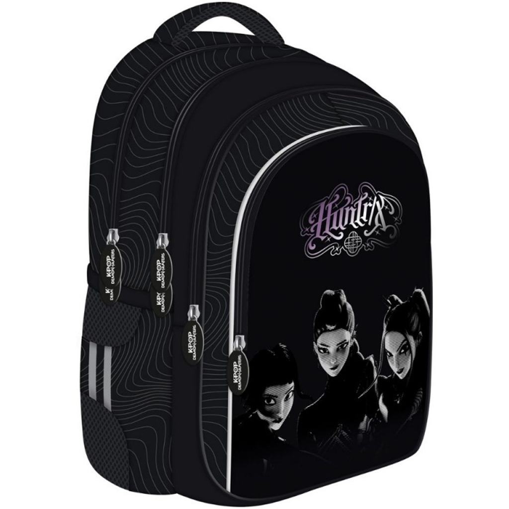 imagen de Mochila escolar negra de 4 compartimentos K-POP Demon Hunters, mochila BPL60 43x32x20 cm 1