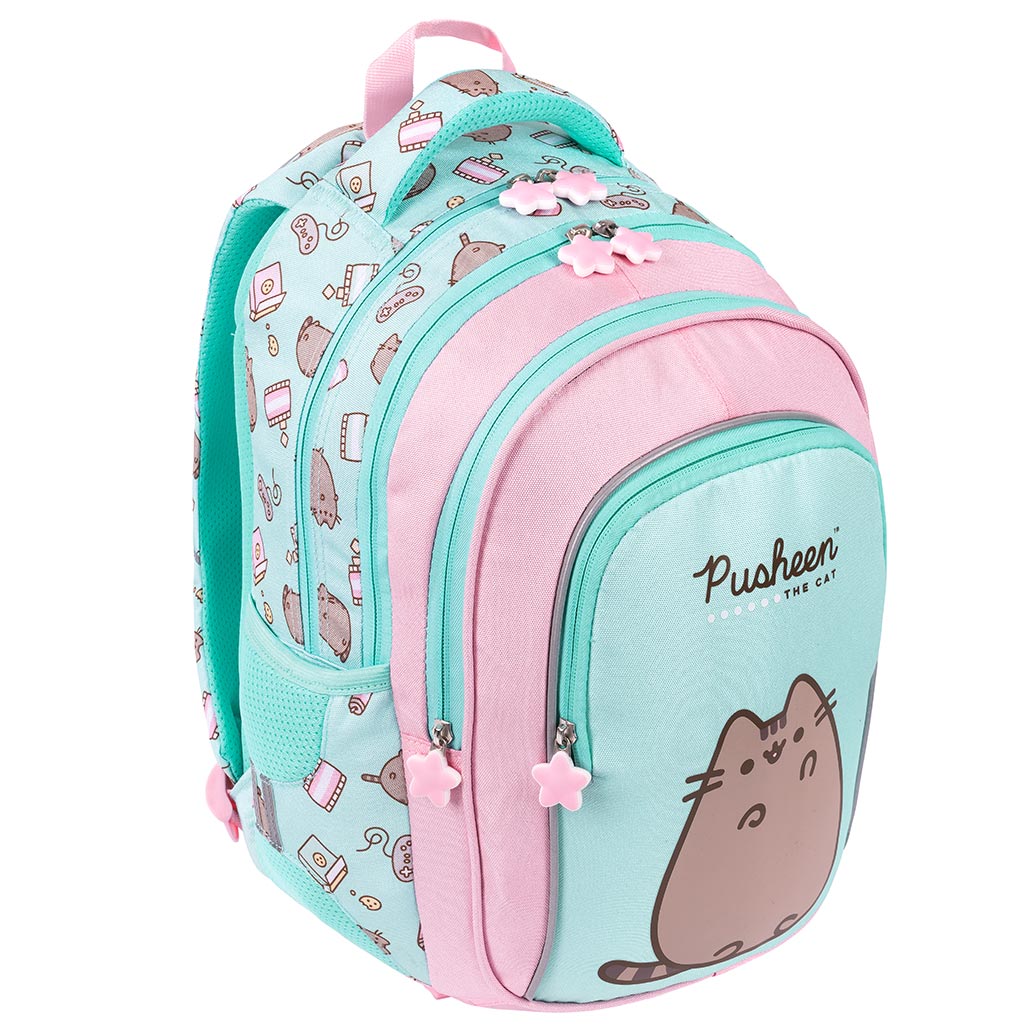 imagen de Mochila escolar Pusheen Mint con diseño de gato, 40cm 1