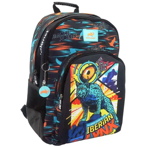 imagen de Mochila escolar redondeada Lynx ibérico de Animal Planet 33x16x45cm 1