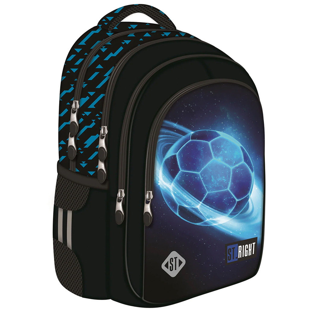 imagen de Mochila escolar St.Right Cosmic Soccer, mochila BP58 40x28x18cm 1
