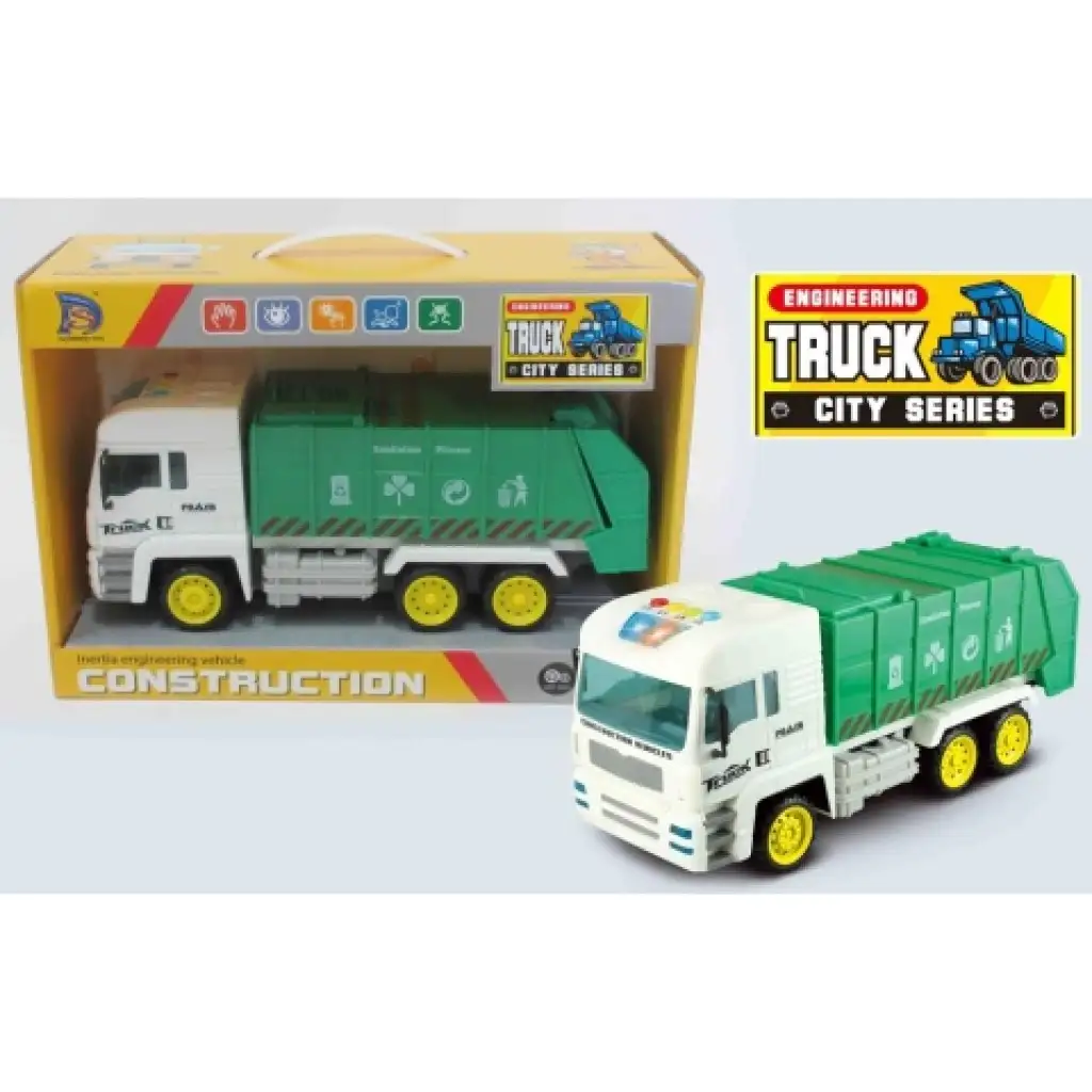 imagen de Modelo de camión de basura con contenedor y luz de 27 cm 1
