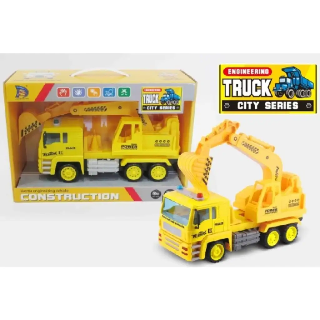 imagen de Modelo de camión de excavadora en color amarillo de 27 cm 1