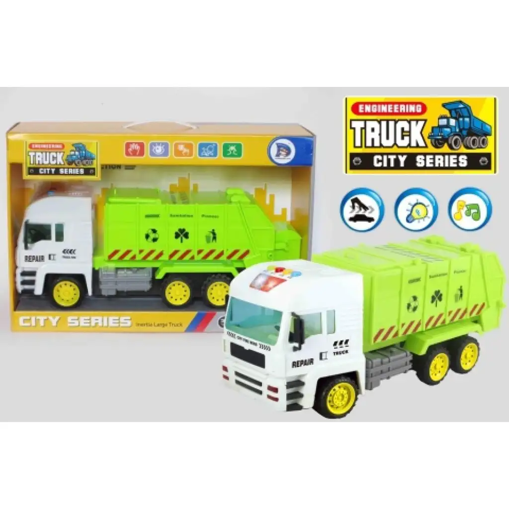 imagen de Modelo de camión de transporte de residuos reciclados con luz de 37 cm 1