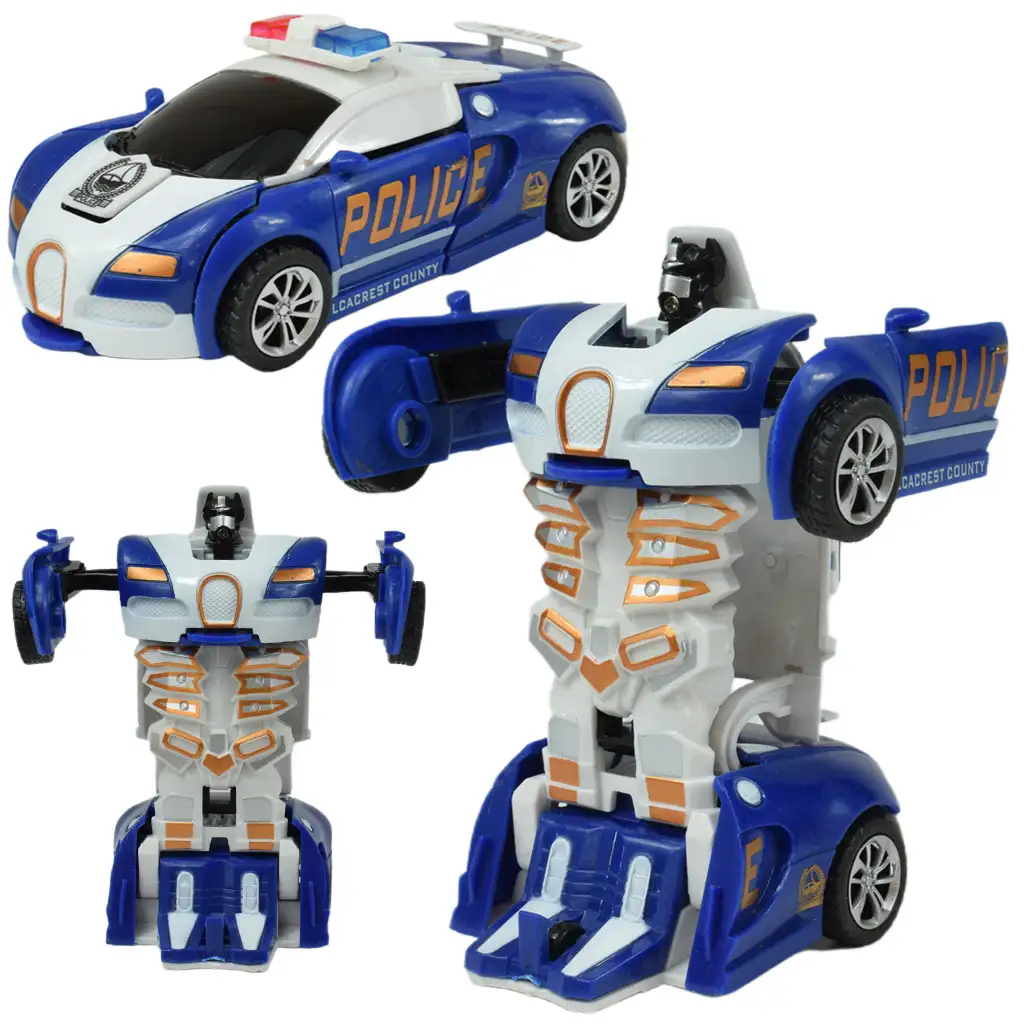 imagen de Modelo de coche: Bugatti Veyron de policía transformable en robot con ruedas, disponible en varias versiones, 13cm, 1ud 3