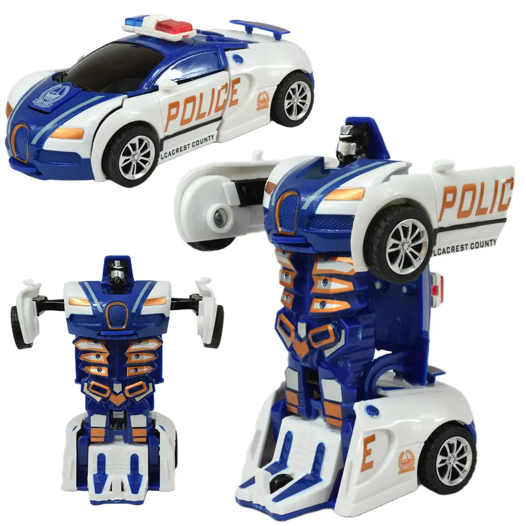 imagen de Modelo de coche: Bugatti Veyron de policía transformable en robot con ruedas, disponible en varias versiones, 13cm, 1ud 4