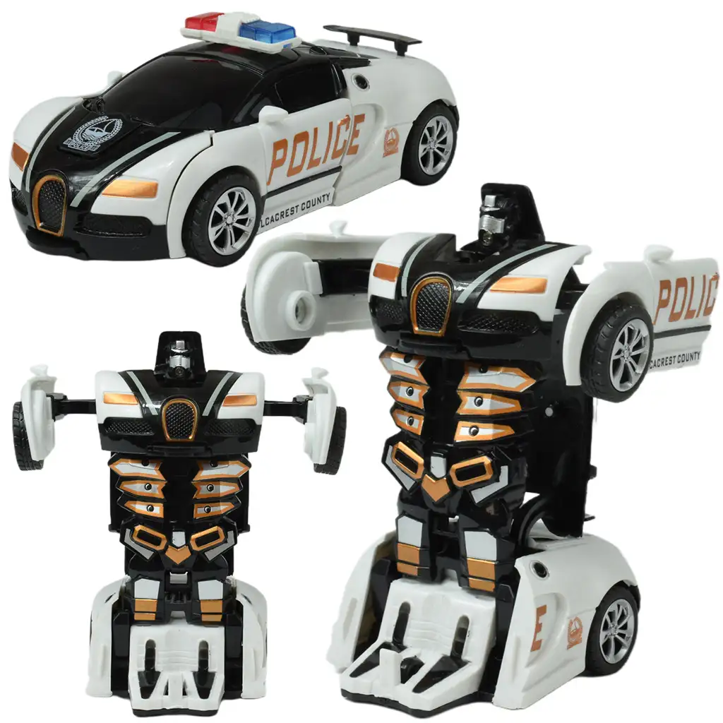 imagen de Modelo de coche: Bugatti Veyron de policía transformable en robot con ruedas, disponible en varias versiones, 13cm, 1ud 1