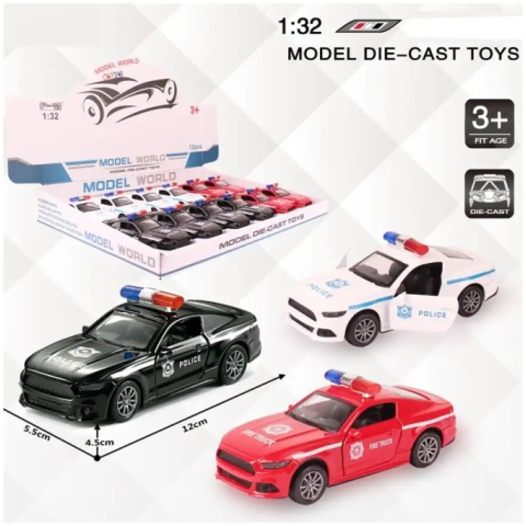 imagen de Modelo de coche de metal Ford Mustang de policía a tracción trasera en varias versiones 1/32 1