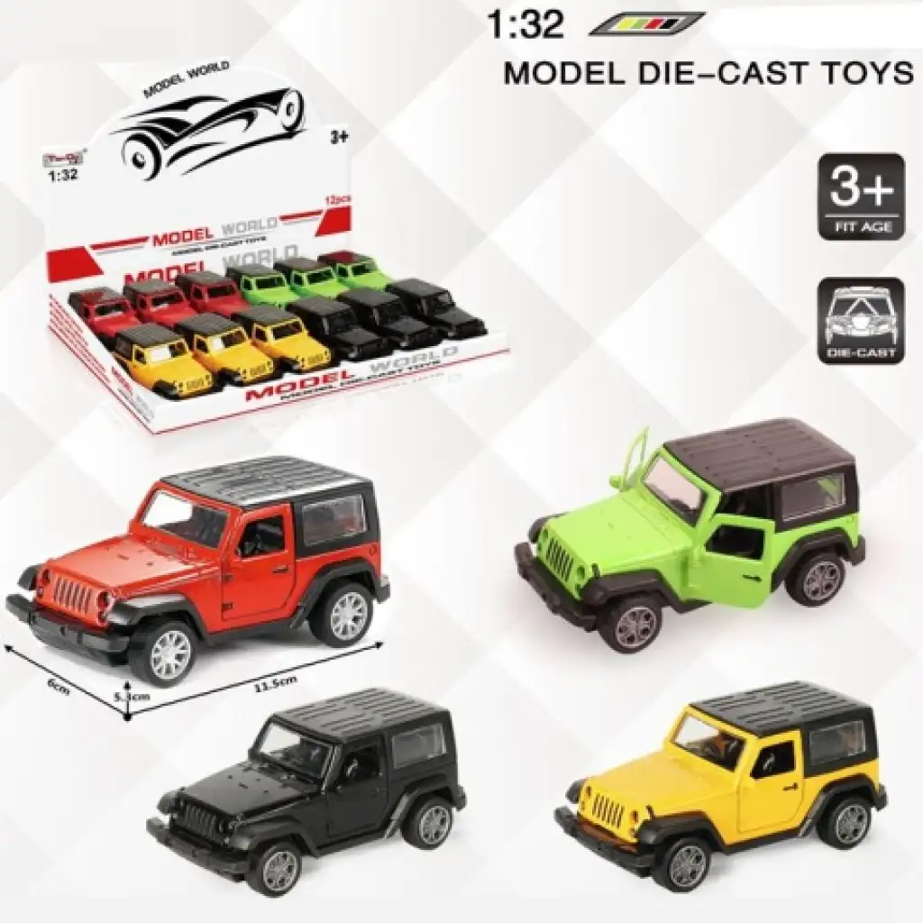imagen de Modelo de coche de metal Jeep Wrangler a tracción trasera en varias versiones 1/32 1