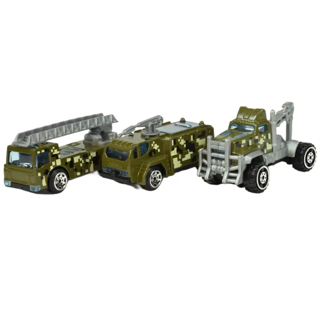 imagen de Modelo de coche: Set de vehículos de servicio público de 16 piezas, de rescate, bomberos, militares y maquinaria 4