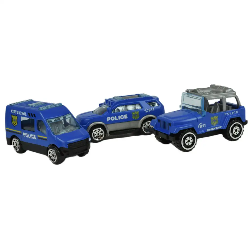imagen de Modelo de coche: Set de vehículos de servicio público de 16 piezas, de rescate, bomberos, militares y maquinaria 5