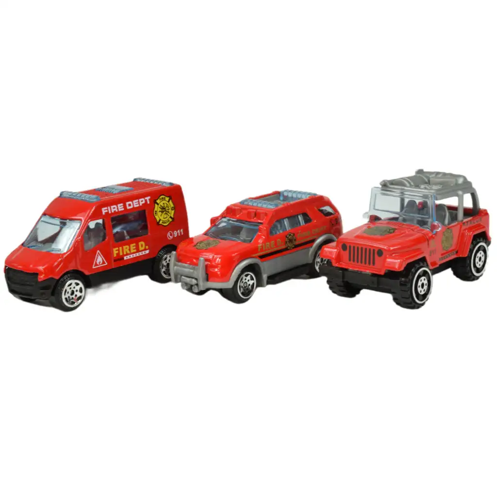 imagen de Modelo de coche: Set de vehículos de servicio público de 16 piezas, de rescate, bomberos, militares y maquinaria 6