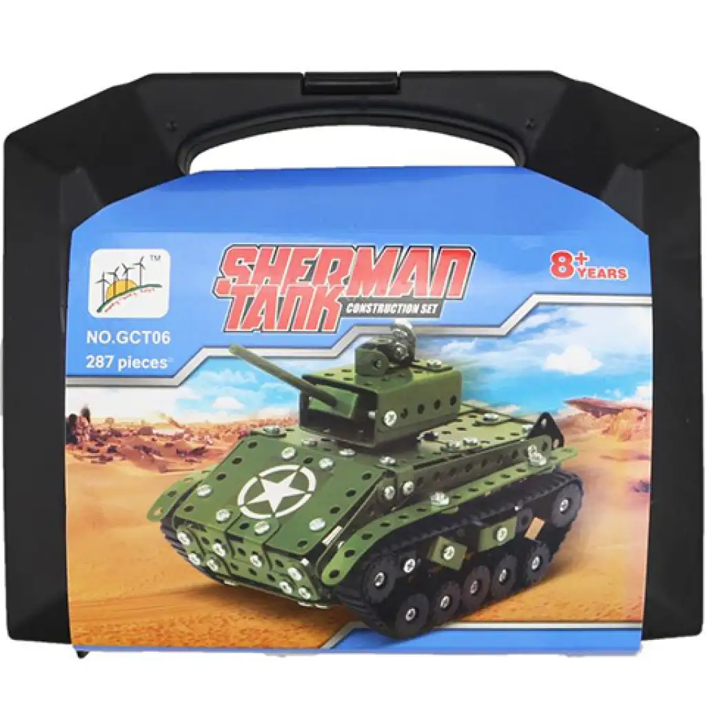 imagen de Modelo de tanque Sherman juego de construcción de metal 287 piezas en maletín 1