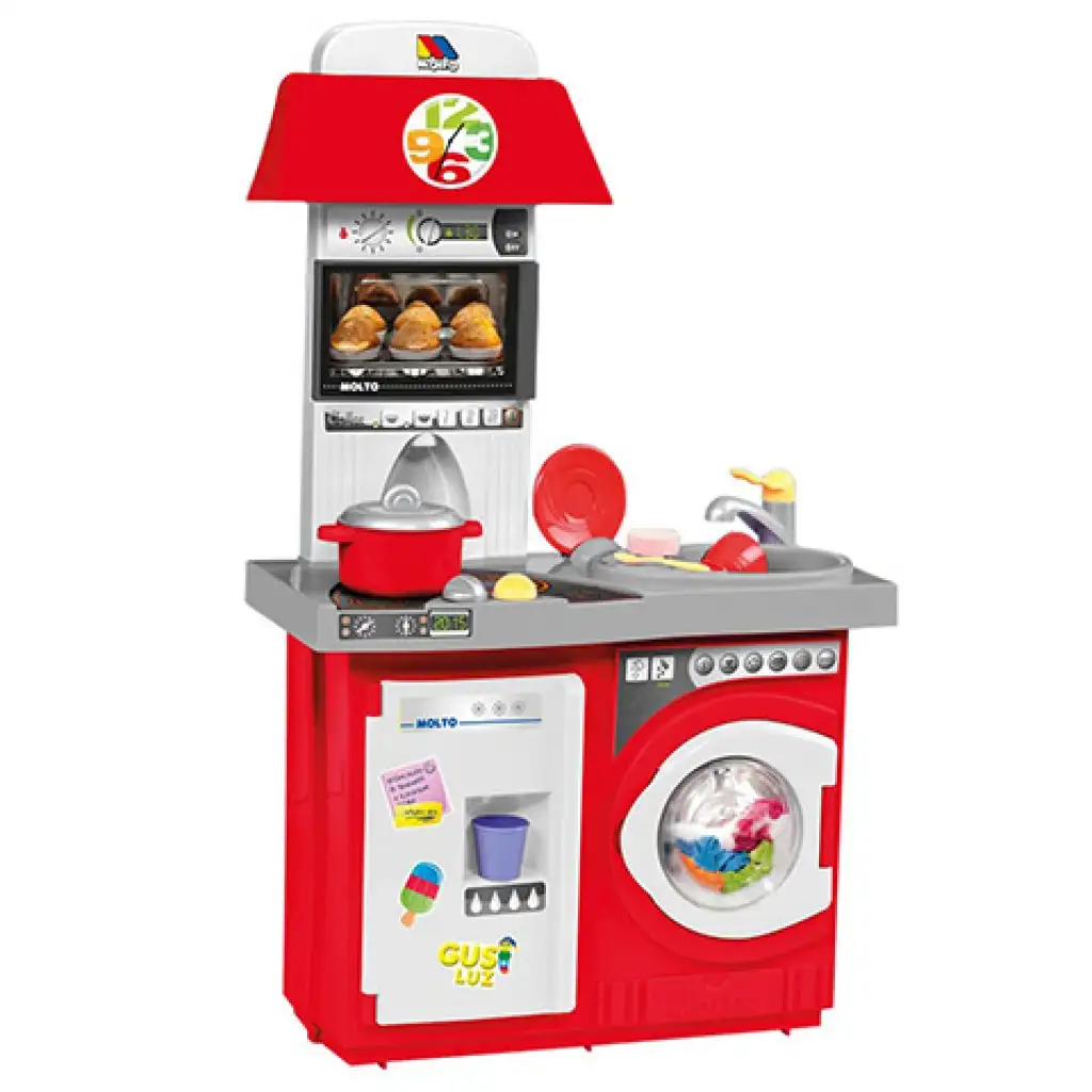 imagen de Molto: Cocina de juguete roja set de 14 piezas 27x57x97cm 2