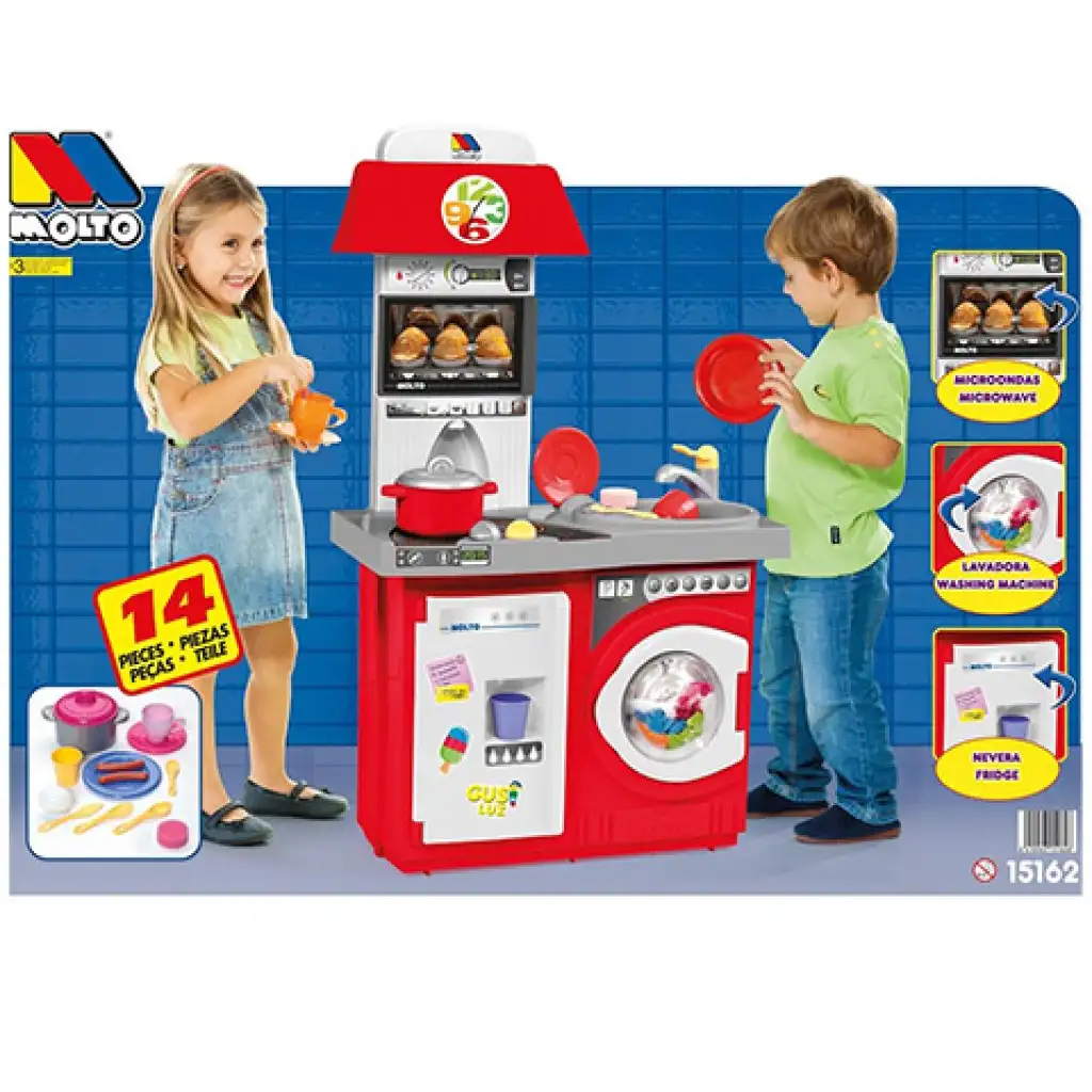 imagen de Molto: Cocina de juguete roja set de 14 piezas 27x57x97cm 1