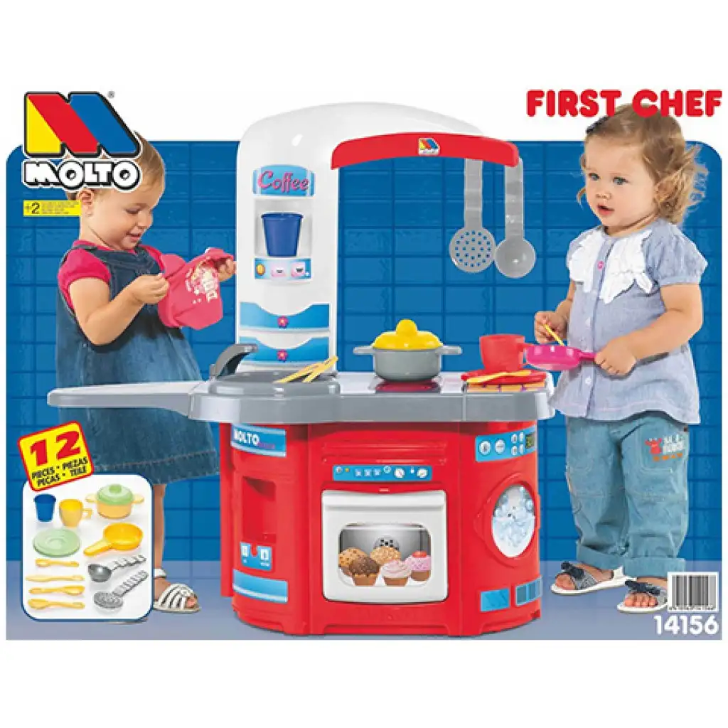 imagen de Molto: Mi primera cocina de juguete roja set de 12 piezas 65x27x68cm 1