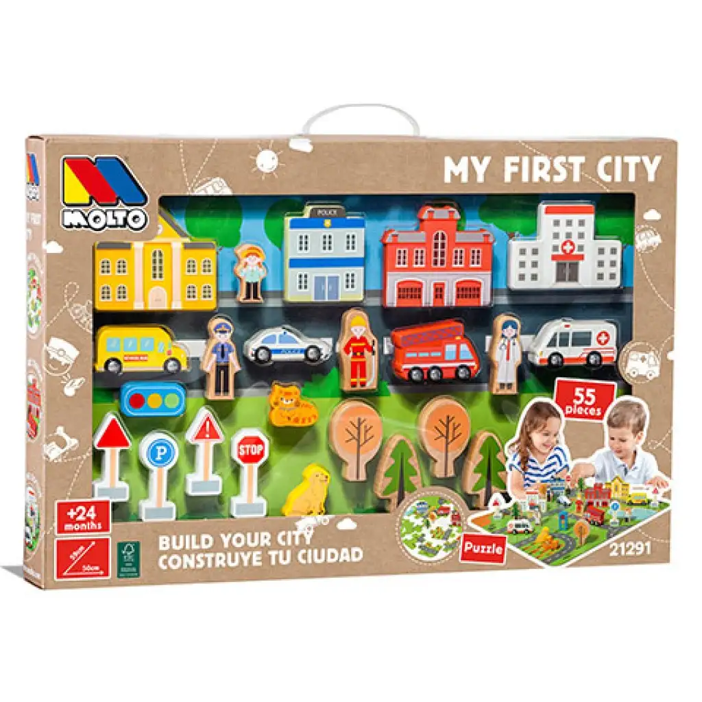 imagen de Molto: Nature Mi Primer ciudad juego de madera 55 piezas 1