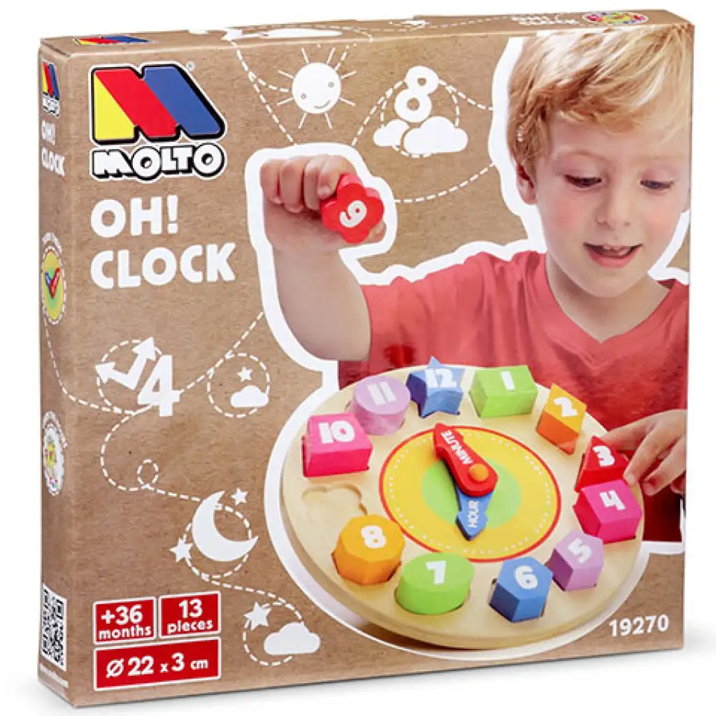 imagen de Molto: Nature Oh! Reloj de encajar formas de juguete de madera 1