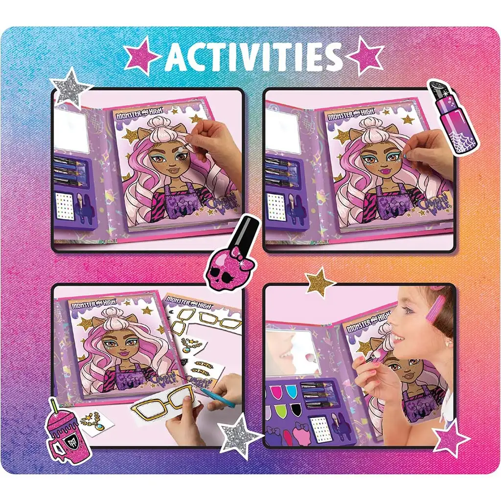 imagen de Monster High: Cuaderno de actividades de maquillaje y colorear de 44 páginas - Lisciani 3
