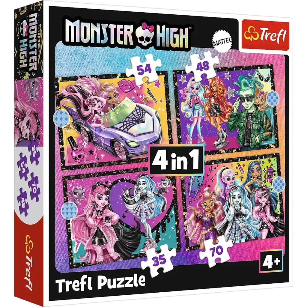 imagen de Monster High: Puzzle 4 en 1 que ilumina el día - Trefl 1