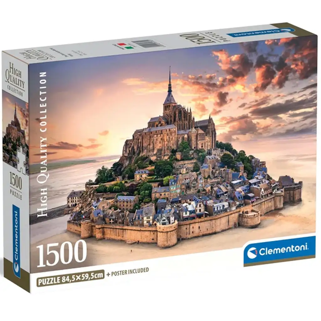 imagen de Mont Saint-Michel al atardecer 1500 piezas HQC puzzle compacto - Clementoni 1