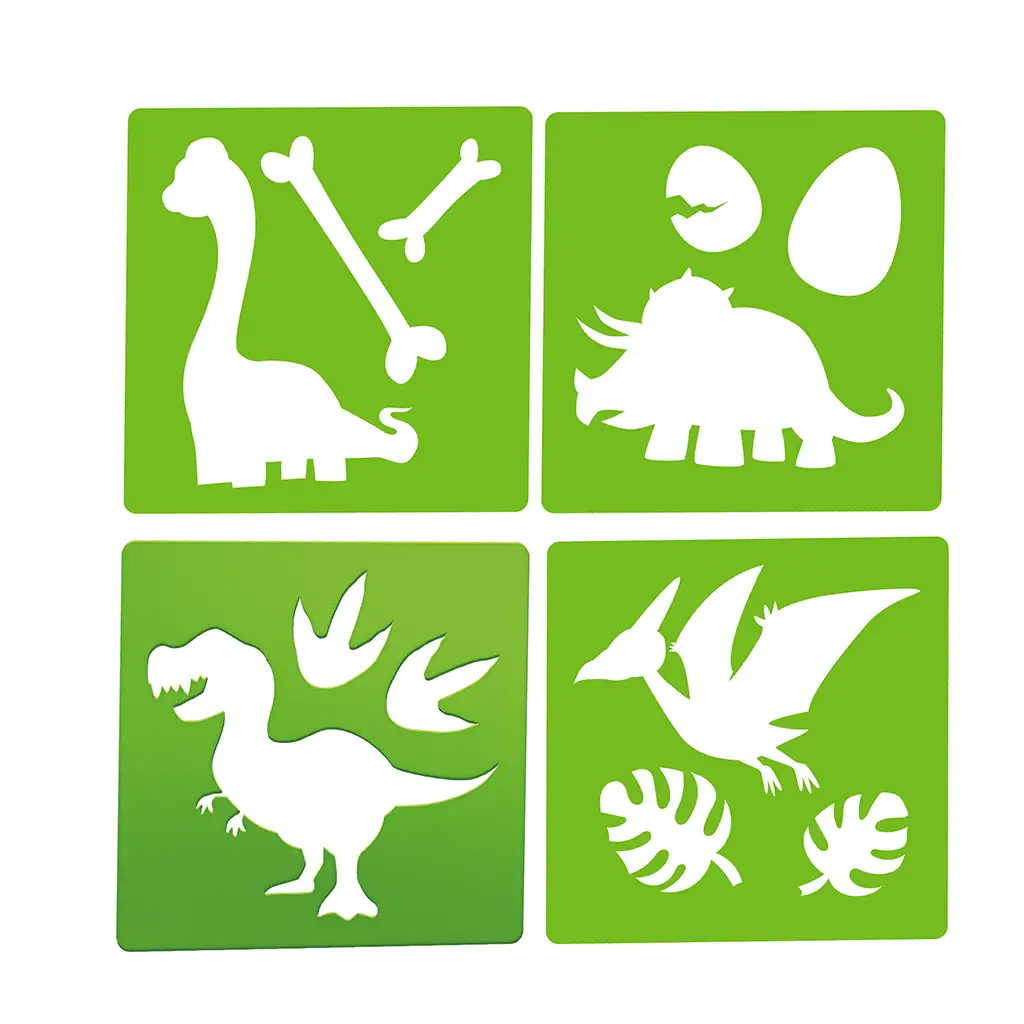 imagen de Mundo de Dinosaurios: Set de tiza de asfalto con plantillas de dinosaurios 3