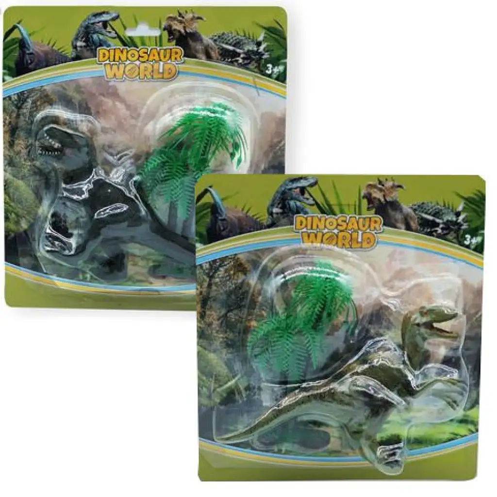 imagen de Mundo Dino: figura de T-rex o Raptor con árbol 1