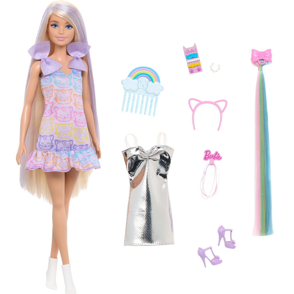 imagen de Muñeca Barbie con ropa de gato y mechones de moda - Mattel 3