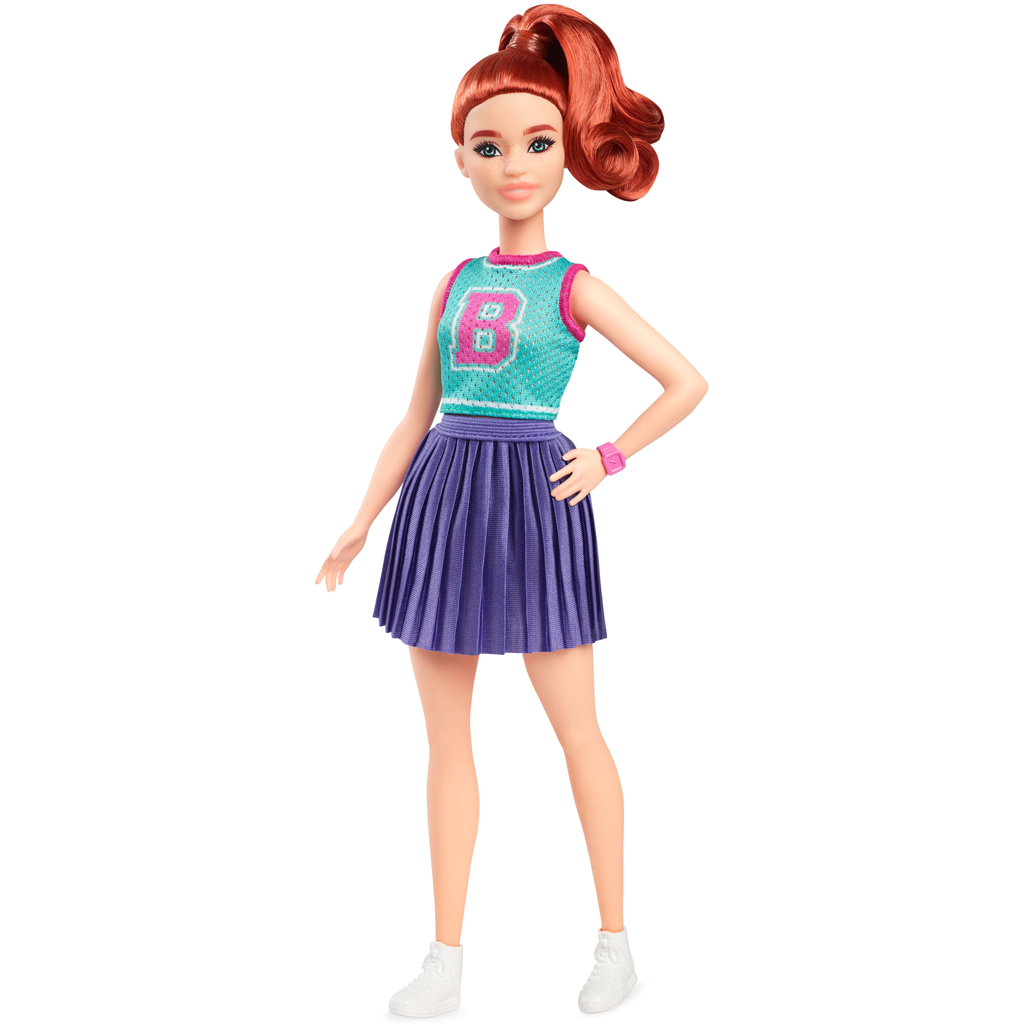 imagen de Muñeca Barbie Fashionista estilosa con cabello rojo y falda morada - Mattel 2