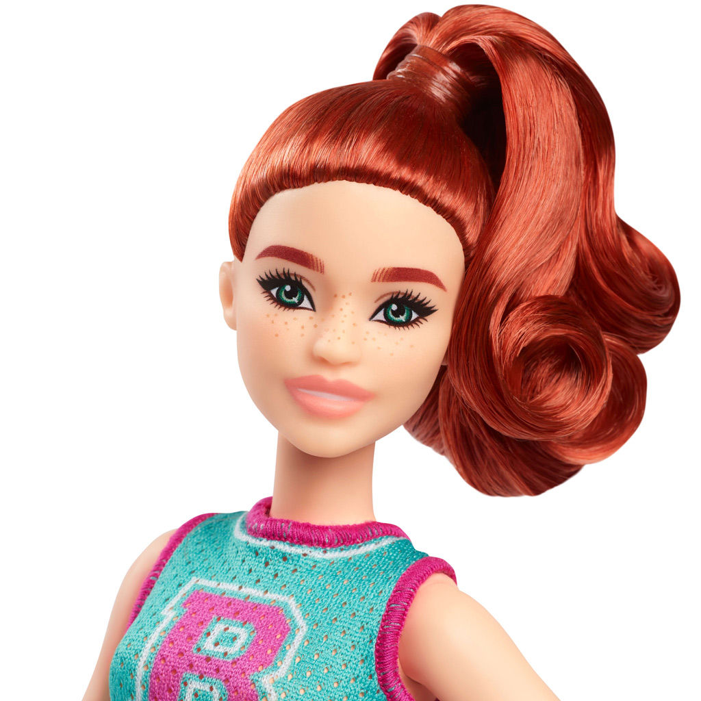 imagen de Muñeca Barbie Fashionista estilosa con cabello rojo y falda morada - Mattel 3