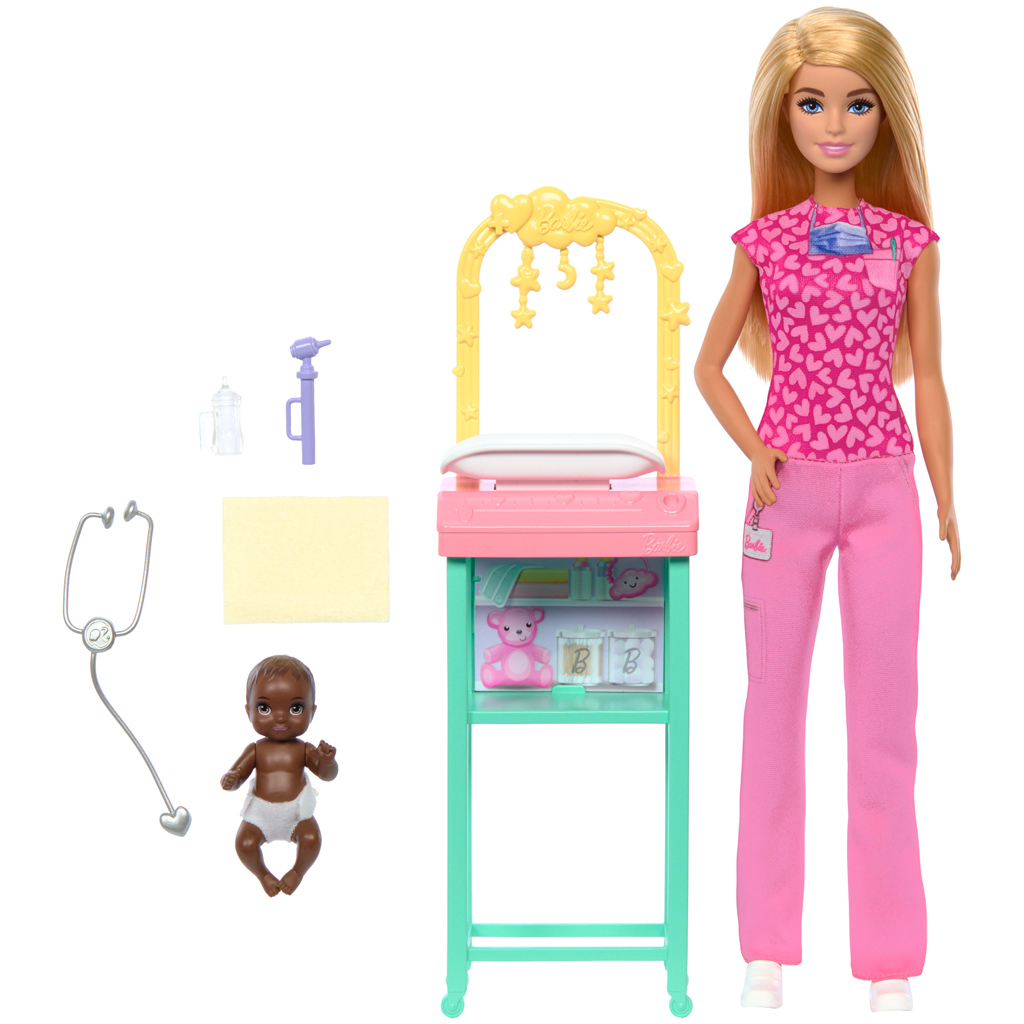 imagen de Muñeca Barbie médico infantil rubia set de juego - Mattel 2
