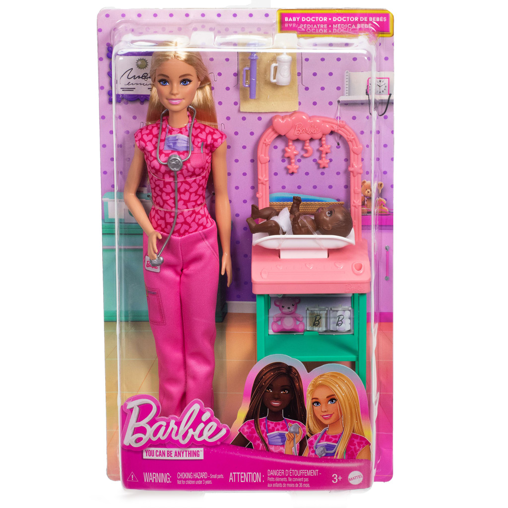 imagen de Muñeca Barbie médico infantil rubia set de juego - Mattel 1