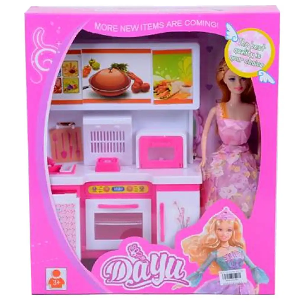 imagen de Muñeca con cocina de juguete 1