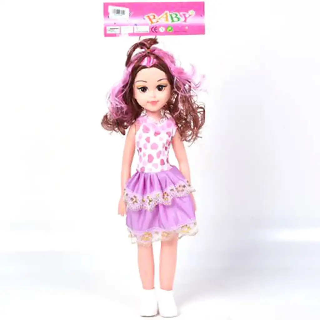 imagen de Muñeca con falda de corazones y pelo mechas 46cm 1