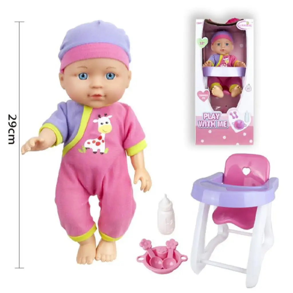 imagen de Muñeca con pijama, trona y accesorios de 29 cm 2