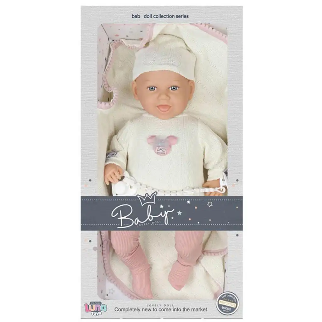imagen de Muñeca con sonrisa encantadora y chupete de 45 cm 1