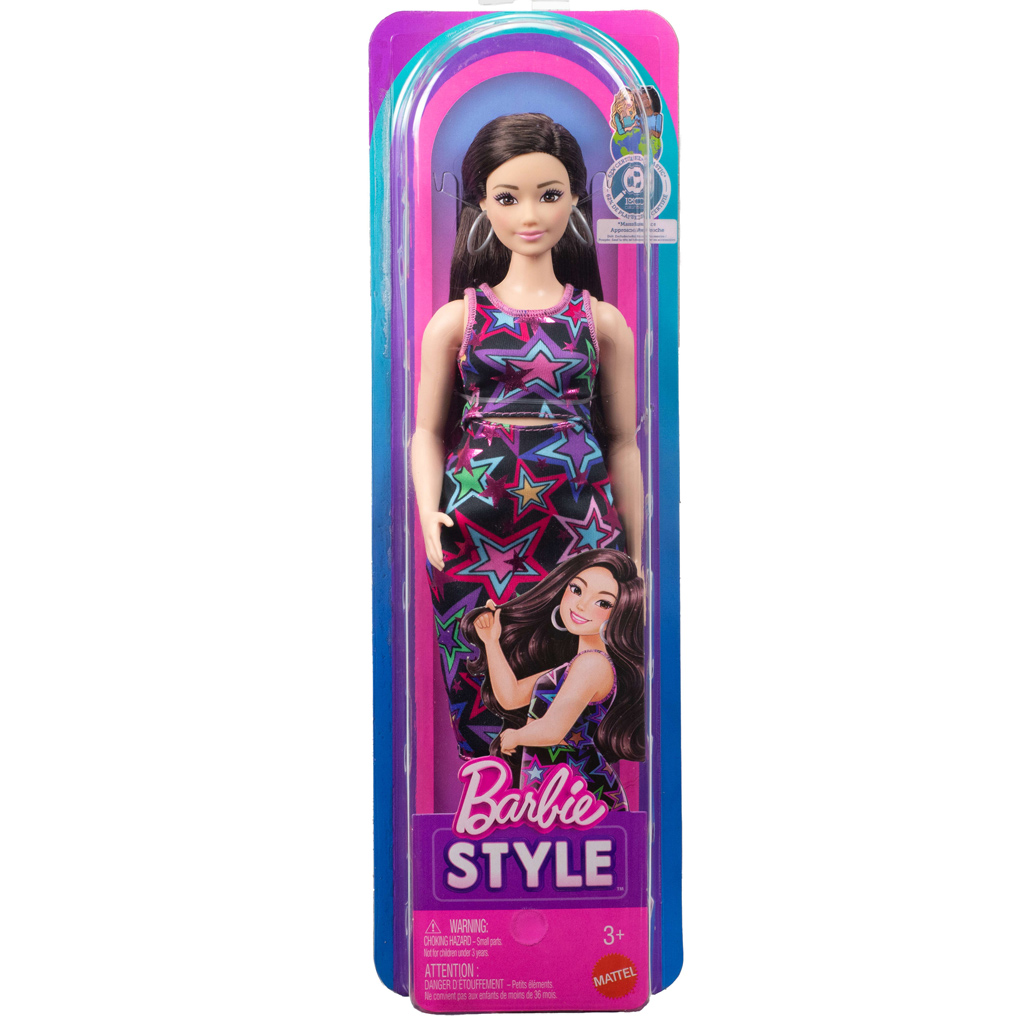 imagen de Muñeca de moda Barbie Fashionista Amigas con vestido de estrellas - Mattel 1